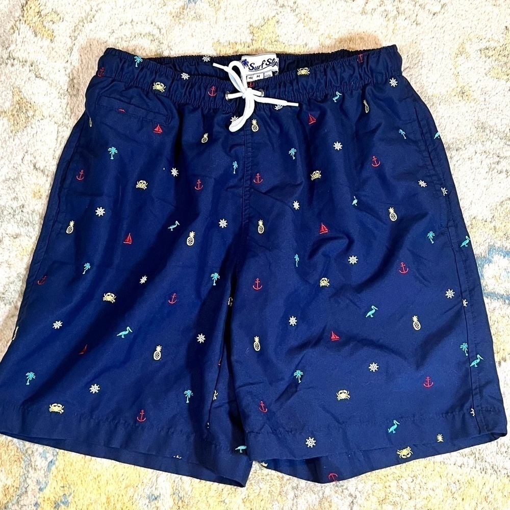Surf Style, Navy, Nautical Swim-trunks, Excellent Condition